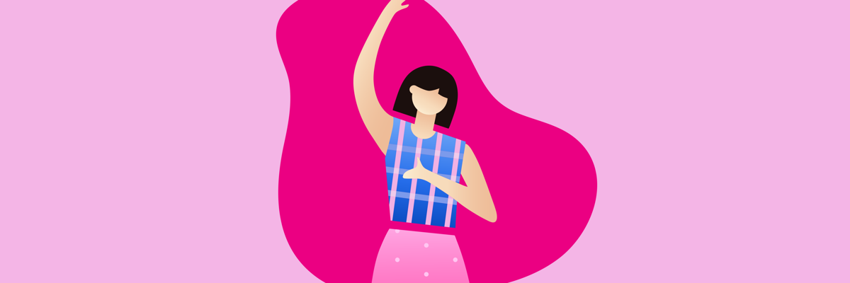 An icon with a lady promoting breast self-check awareness for early detection of breast cancer.