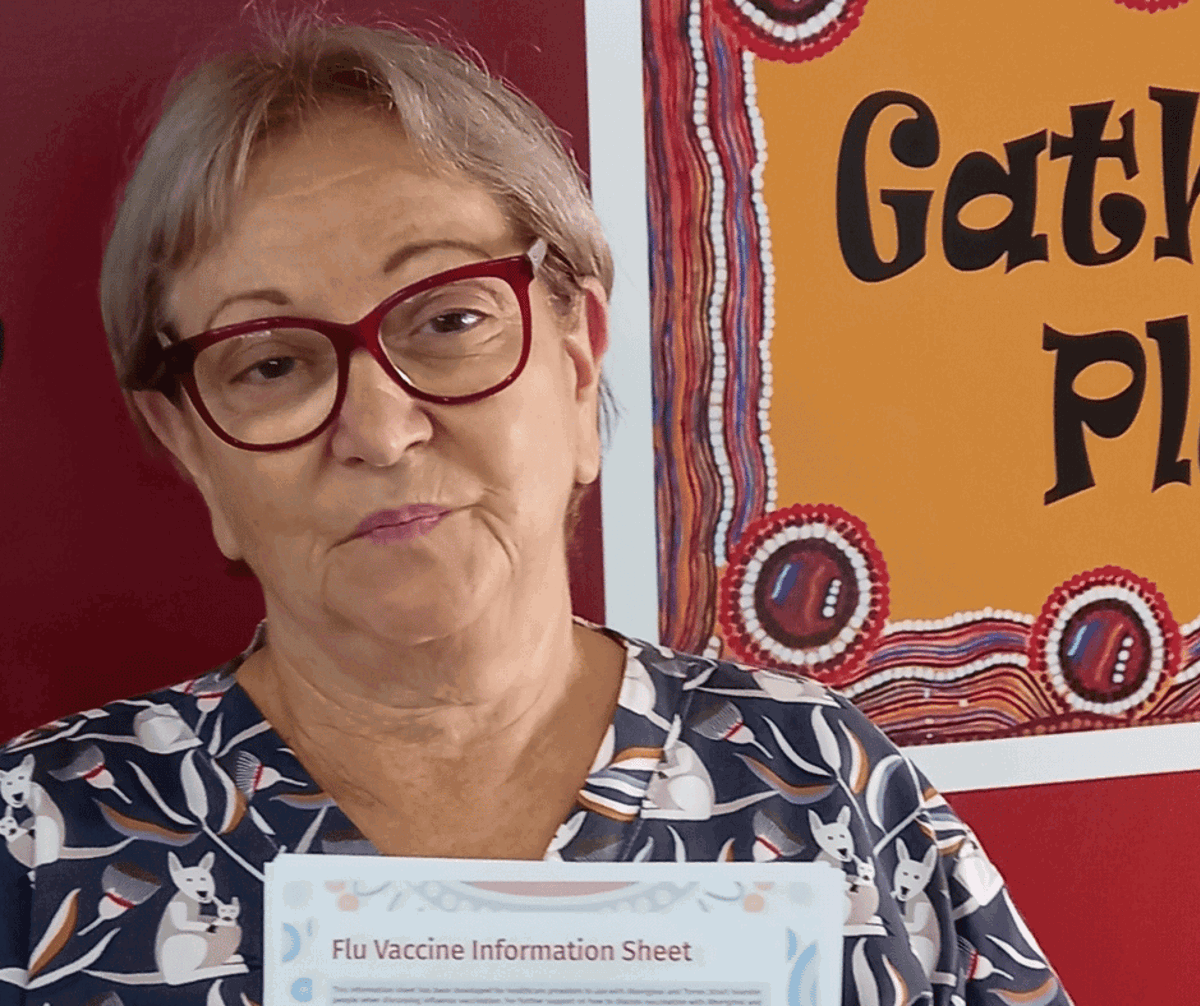 An elderly woman advocating for BreastScreen NSW's breast cancer screening